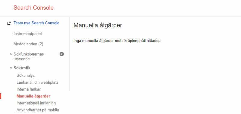 search console manuella atgarder